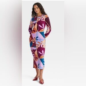 Latino Heritage Month Long Sleeve Midi Bodycon Sweater Dress Sz: XXL